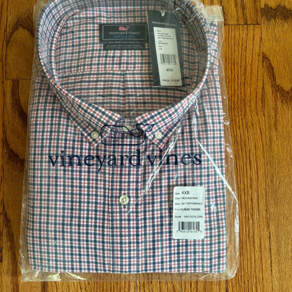 NWT Vineyard Vines 4XB Big and Tall Performance Classic Tucker button down